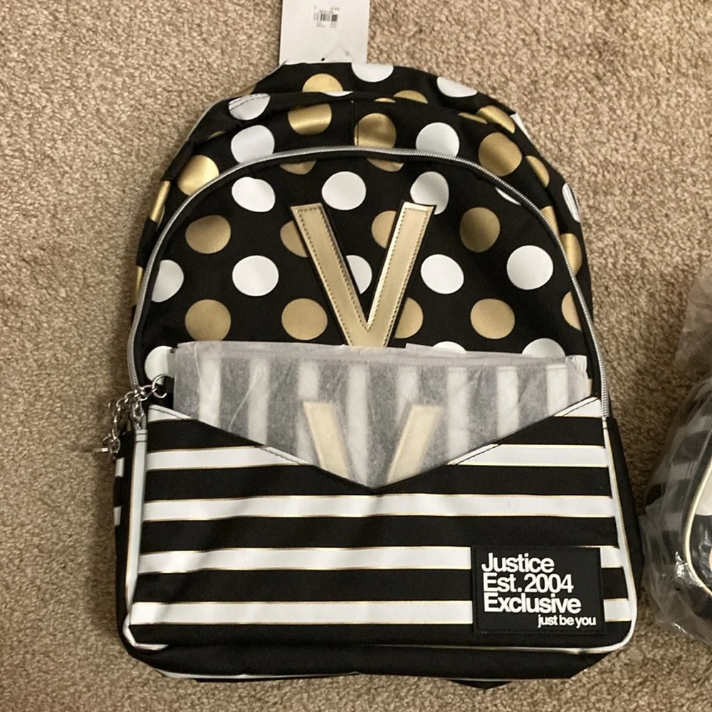 NWT Justice Kids Polka Dot Backpack and Lunchbox Set - Picture 2 of 11